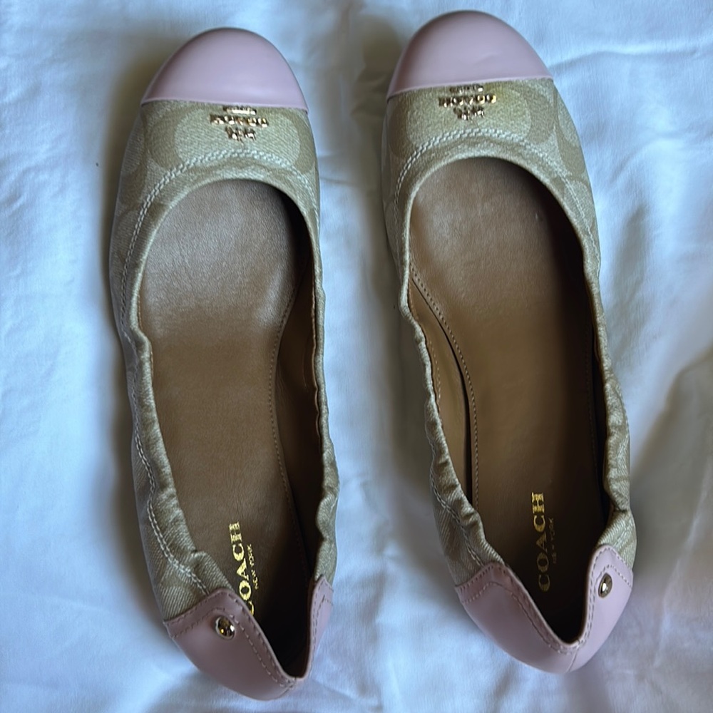 Coach flats light khaki / petal color . Size 8.5 Brand new with box . Very nice